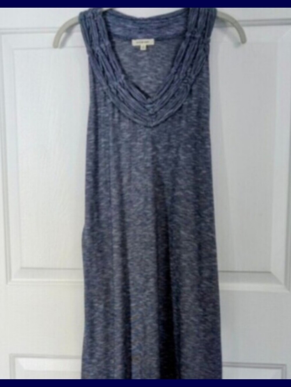 Fall Max Studio Sleeveless Navy Blue Heather V-Neck Knit Dress  Small Autumn - Picture 2 of 9